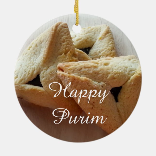 Joyeux ornement en céramique Purim (Dos)