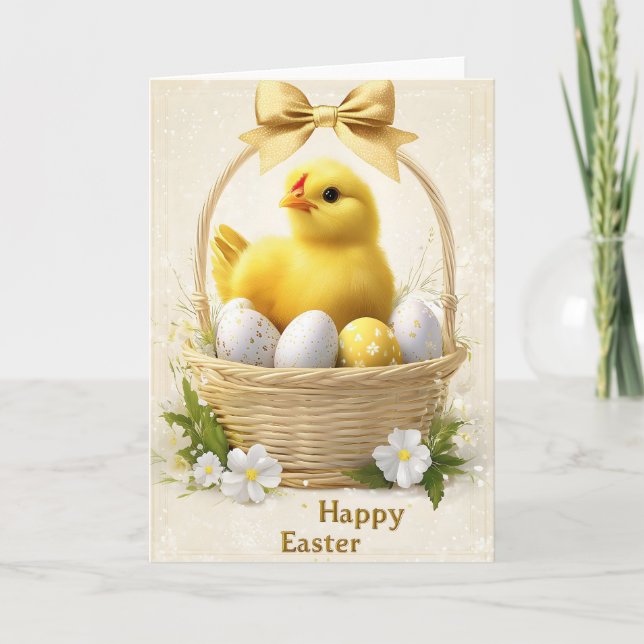 Joyeux Panier de poussettes de Pâques Carte de voe (Devant)