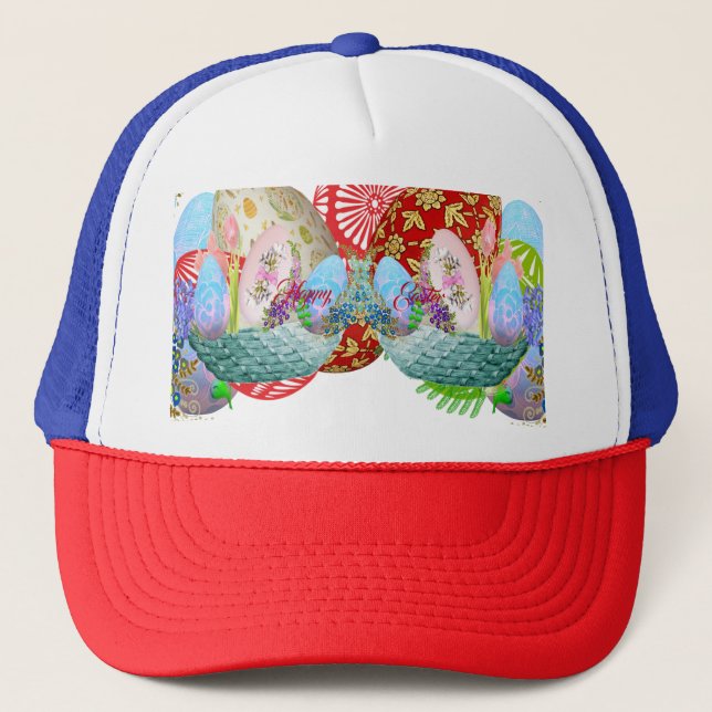 Joyeux Panier d'oeufs de Pâques Hiker casquette mi (Devant)