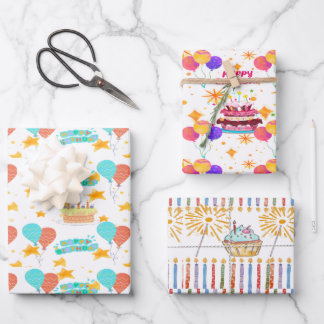 Joyeux papier d'enveloppement d'anniversaire