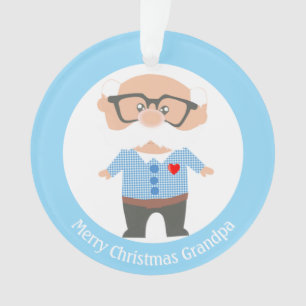 Joyeux papy de Noël sur bleu clair et blanc