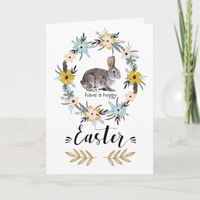 Joyeux Pâques. Cartes de voeux personnalisées Bunn (Devant)