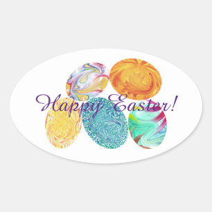 Joyeux Pâques, élégants stickers d'oeufs tourbés d