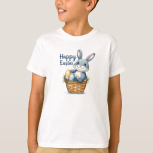 Joyeux Pâques, Lapin Dans Panier Oeufs T-shirt Enf
