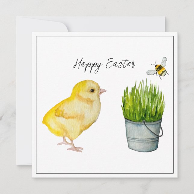 Joyeux Pâques, mignon poussin et bourdon (Devant)