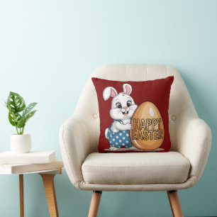 Joyeux Pâques Polka Dot Bunny Jeu Oreiller