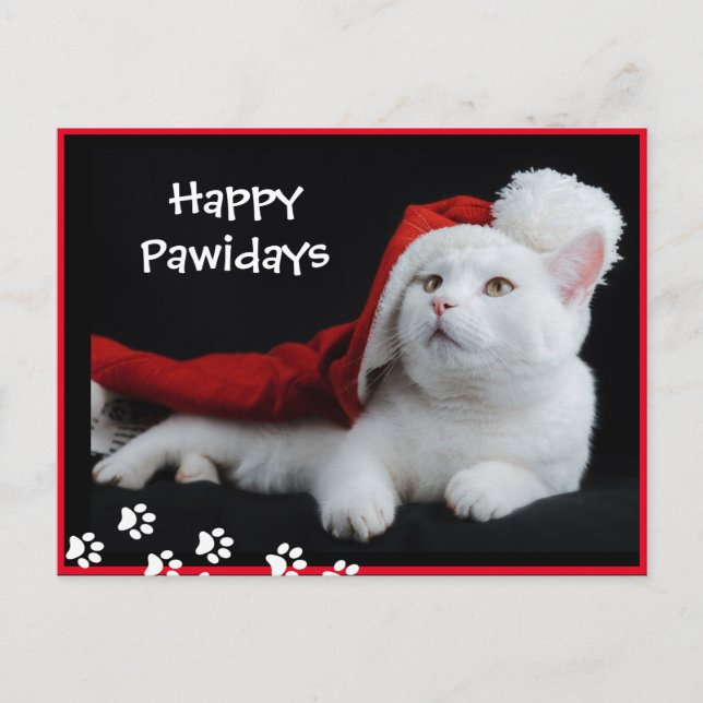Joyeux Pawidays, Chat, Carte postale Art (Devant)