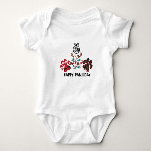 Joyeux Pawliday - Body pour bébé pour les fêtes de (Devant)