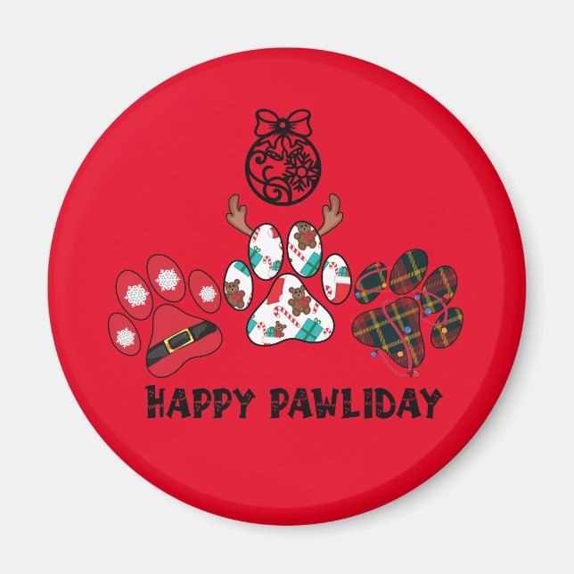 Joyeux Pawliday - Magnet pour les Fêtes de Noël (Devant)