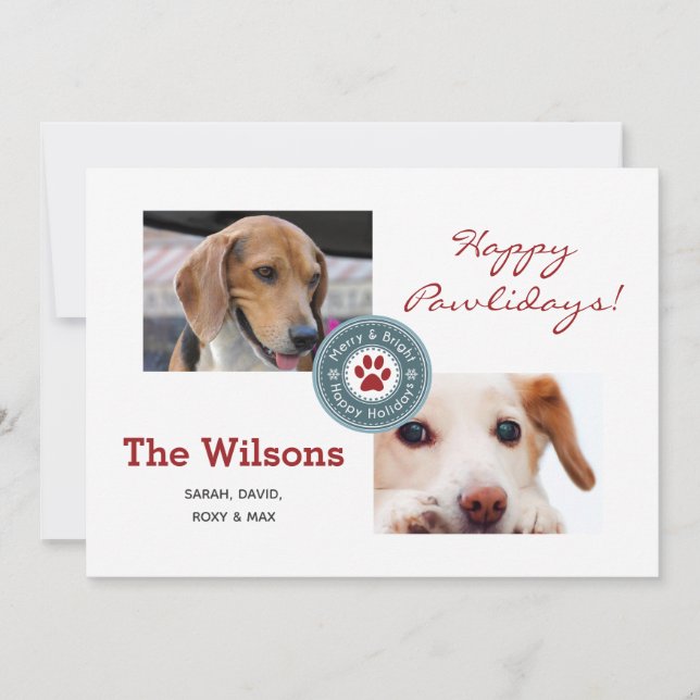 Joyeux Pawlidays Carte Animaux Multi-Photos (Devant)