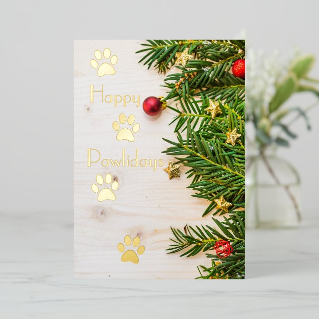 Joyeux Pawlidays Carte de voeux Foil Appartement d (Debout devant)