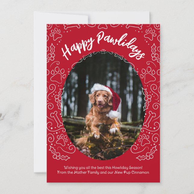 Joyeux Pawlidays Chien Animaux de Noël Carte (Devant)