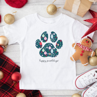 Joyeux Pawlidays Noël Chien Patte Enfants Tshirt