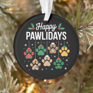 Joyeux Pawlidays Noël Patte Chien Xmas Fêtes