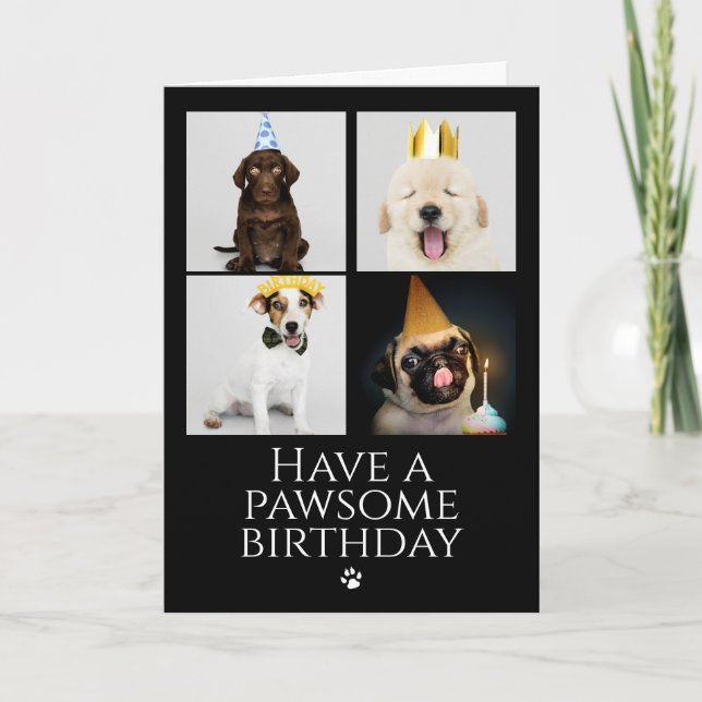 Joyeux Pawsome Anniversaire Photo Collage Carte Ch (Devant)