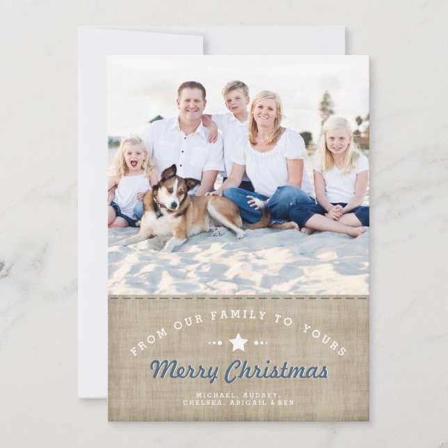 Joyeux pays Noël Russe Carte photo Burlap (Devant)