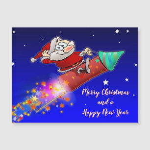 Joyeux Père Noël À La Course D'Une Roquette De Nou