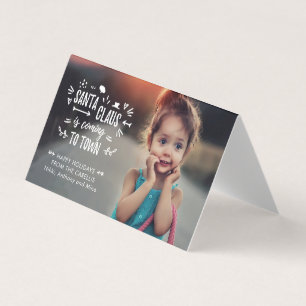Joyeux Père Noël arrive Script Photo Mini Carte