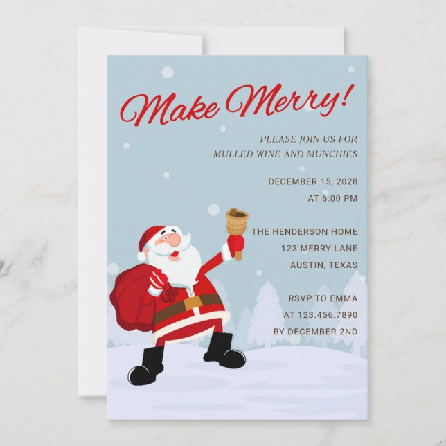 Joyeux Père Noël typographie Invitation de fête de (Devant)