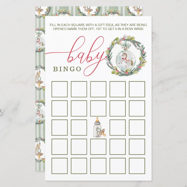 Joyeux petit Baby shower Hiver Bingo Bingo Jeu (Devant / Derrière)