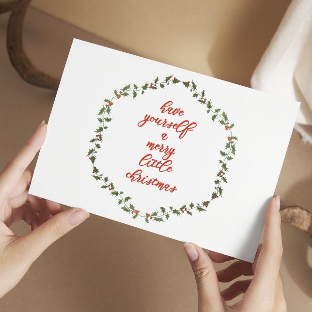 Joyeux petit Noël - Carte postale Holly Wreath (Créateur téléchargé)