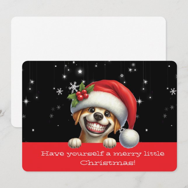 Joyeux petit Noël chien grimaçant (Devant / Derrière)