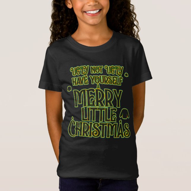 joyeux petit pull de Noël laid T-shirt filles (Devant)