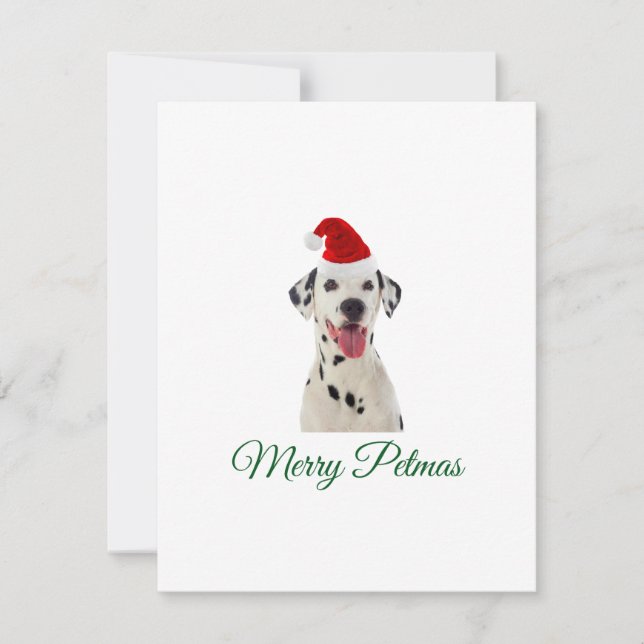 Joyeux Petmas Dalmatien chien carte de Noël (Devant)