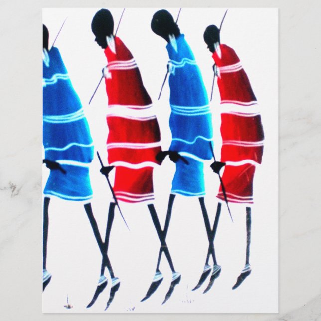 Joyeux peuple Massaï Guerriers Marcher Art Imprime (Devant)
