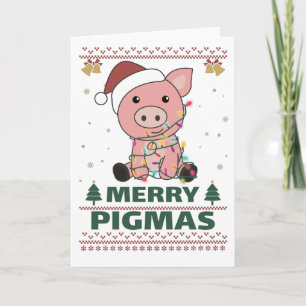 Joyeux Pigmas Carte drôle de cochon de Noël Pun