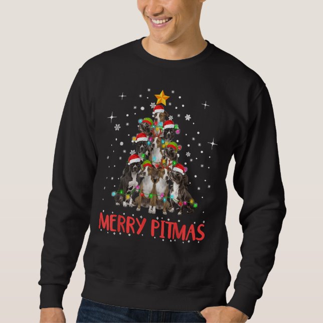 Joyeux Pitmas Pitbull Chien moche de Noël Sweat Tr (Devant)