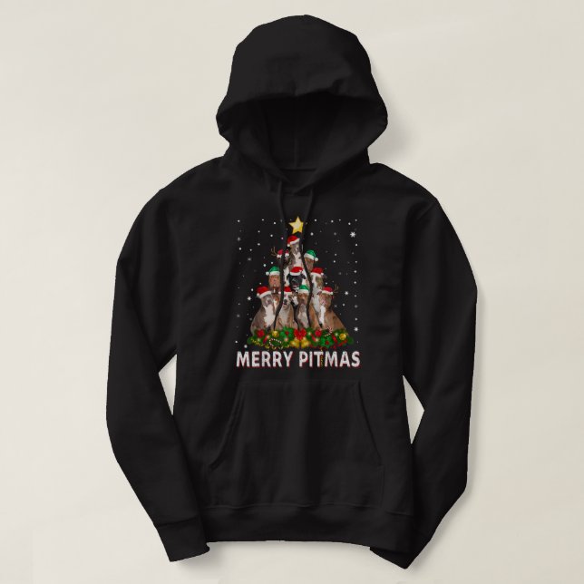 Joyeux Pitmas Pitbull Chien moche de Noël Sweat Tr (Design devant)