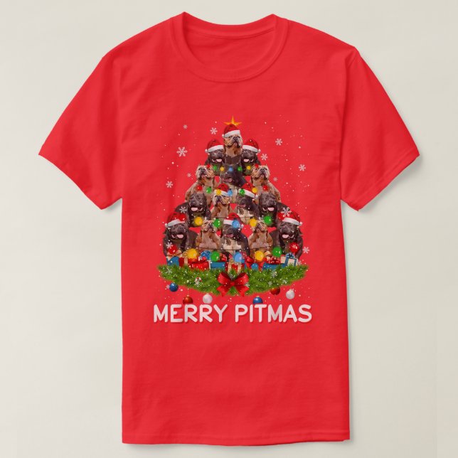 Joyeux Pitmas Pitbull Chien moche de Noël Sweat Tr (Design devant)