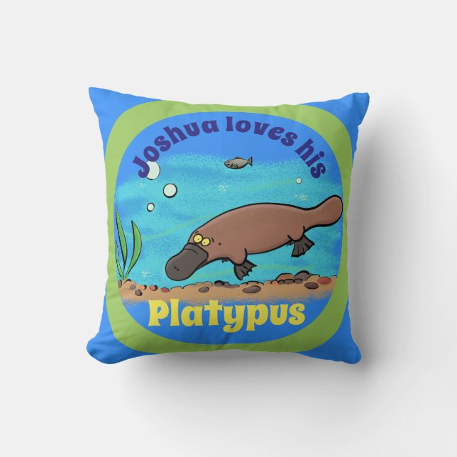 Joyeux platypus coussin de dessin animé de natatio (Recto)