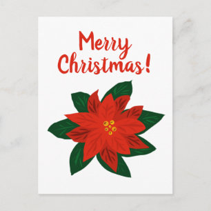 Joyeux poinsettia rouge de Noël cartes postales