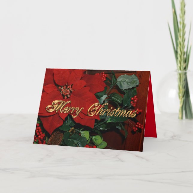 Joyeux poinsettias de carte de Noël (Devant)