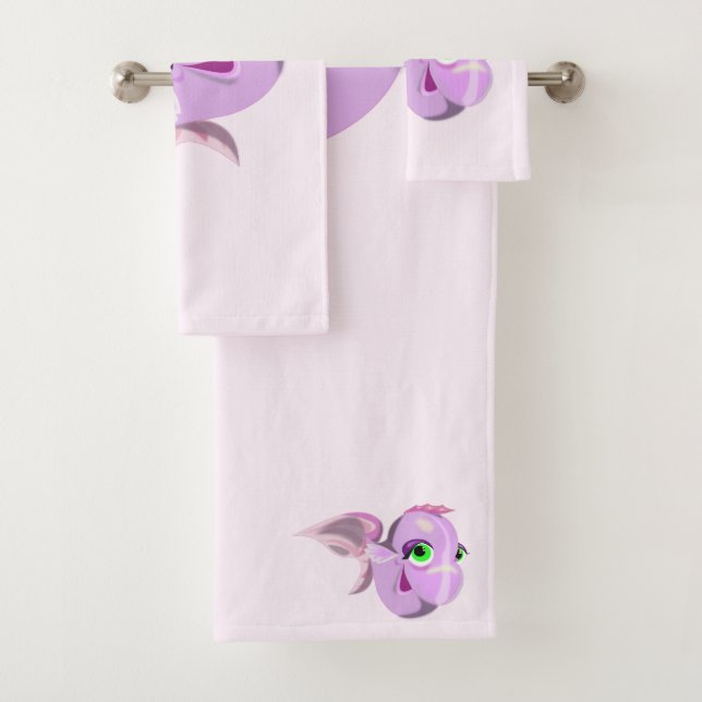 Joyeux Poisson Drôle Ensemble de serviettes de bai (En situation)