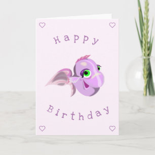 Joyeux poisson violet amusant carte d'anniversaire