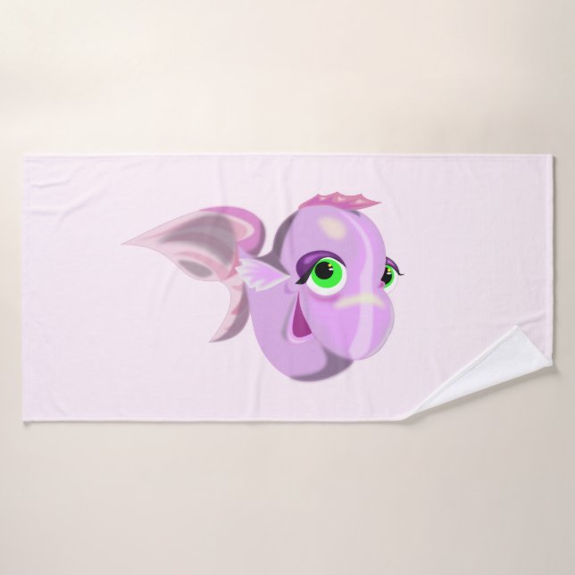 Joyeux Poisson Violet Drôle serviette de bain (Serviette de bain)