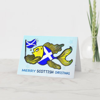JOYEUX poissons ÉCOSSAIS de NOËL tenant la CARTE