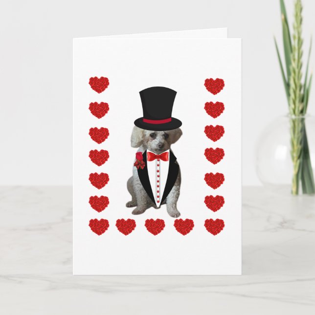 Joyeux Poodle Tuxedo Carte de note pliée (Devant)