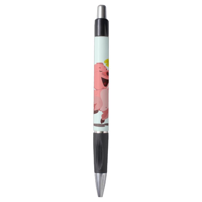 Joyeux porc avec stylo marguerrier (Devant (Vertical))
