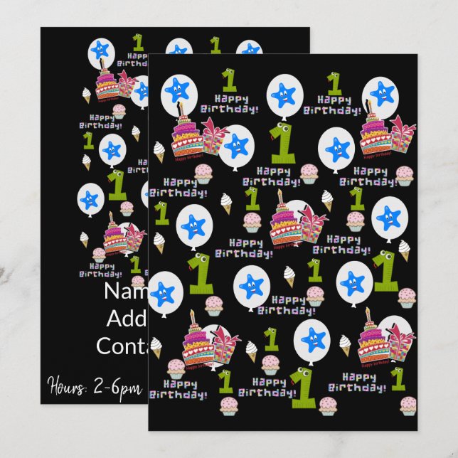 Joyeux premier anniversaire Invitation premier ann (Devant / Derrière)