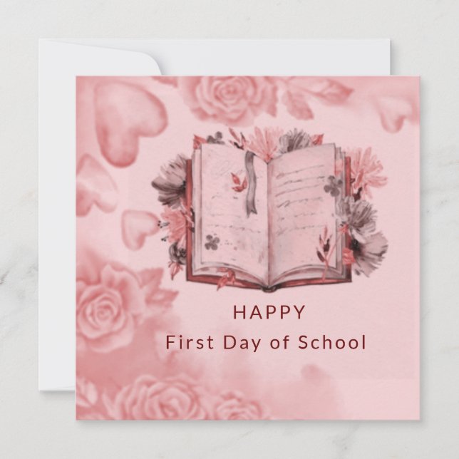 Joyeux premier jour de l'école carte rose (Devant)