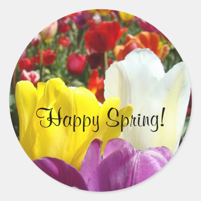 Joyeux Printemps ! autocollants Fleurs de Tulipe C (Devant)