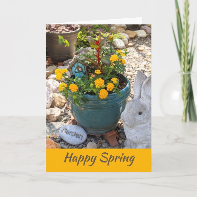 Joyeux Printemps, Carte Photo de Jardin de Maison (Devant)