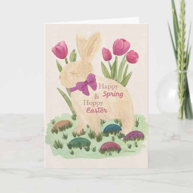 Joyeux printemps et carte de vœux de Pâques avec l (Devant)
