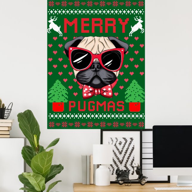 Joyeux Pugmas ! Affiche (Bureau à domicile)