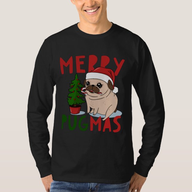 Joyeux Pugmas Carlin de Noël classique T-shirt 5 (Devant)