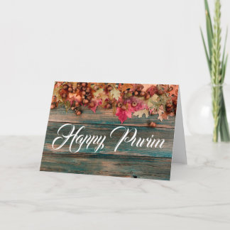 Joyeux Purim Plié Carte de voeux Bois Floral